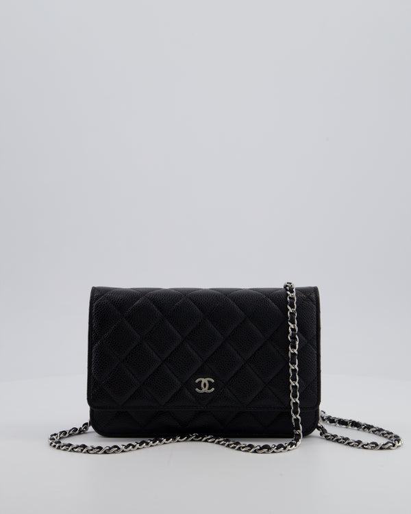Chanel Black Wallet on Chain Bag in Caviar Leather with Silver Hardware