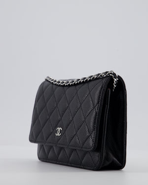 Chanel Black Wallet on Chain Bag in Caviar Leather with Silver Hardware
