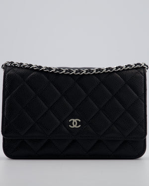 Chanel Black Wallet on Chain Bag in Caviar Leather with Silver Hardware