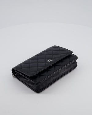 Chanel Black Wallet on Chain Bag in Caviar Leather with Silver Hardware