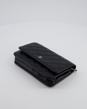 Chanel Black Wallet on Chain Bag in Caviar Leather with Silver Hardware
