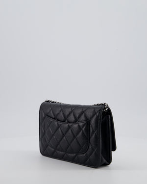 Chanel Black Wallet on Chain Bag in Caviar Leather with Silver Hardware