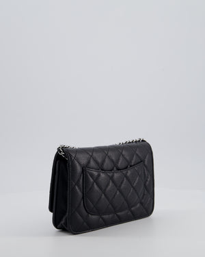 Chanel Black Wallet on Chain Bag in Caviar Leather with Silver Hardware