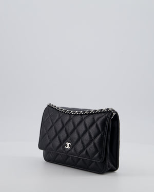 Chanel Black Wallet on Chain Bag in Caviar Leather with Silver Hardware