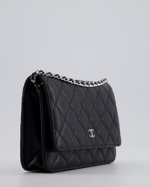 Chanel Black Wallet on Chain Bag in Caviar Leather with Silver Hardware