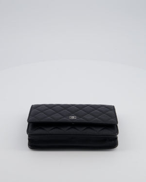 Chanel Black Wallet on Chain Bag in Caviar Leather with Silver Hardware