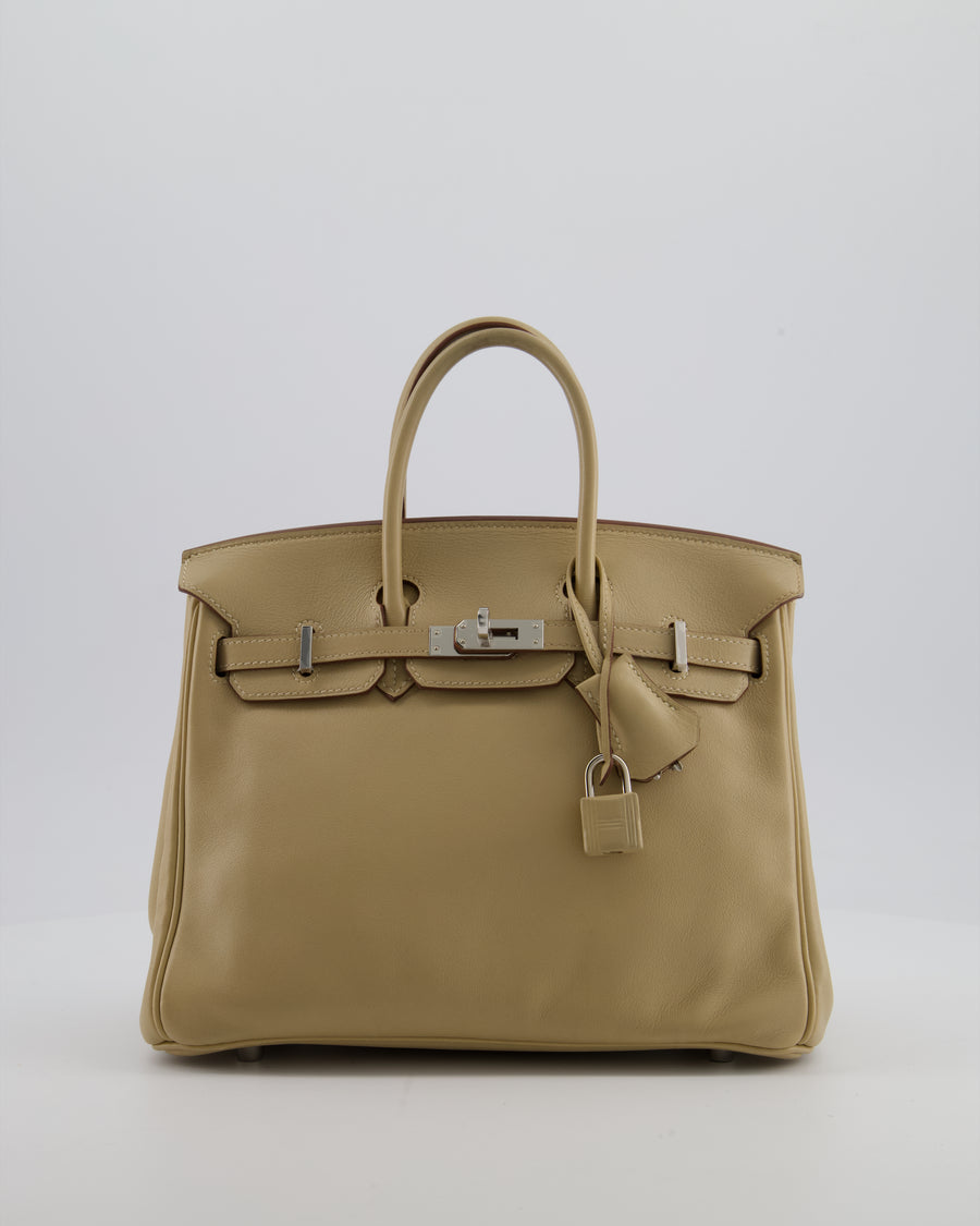 *FIRE PRICE* Hermès Birkin 25 Retourne Bag in Parchemin Swift Leather with Palladium Hardware