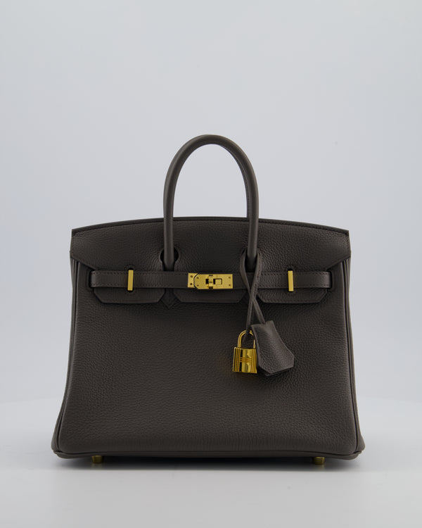 Hermès Birkin 25 Retourne Bag in Gris Etain Togo Leather with Gold Hardware