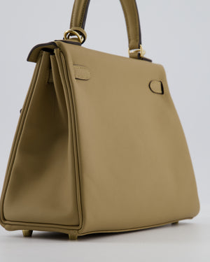Hermès Kelly 25 Retourne Bag in Poussiere Swift Leather with Permabrass Hardware