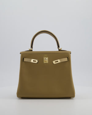 Hermès Kelly 25 Retourne Bag in Poussiere Swift Leather with Permabrass Hardware