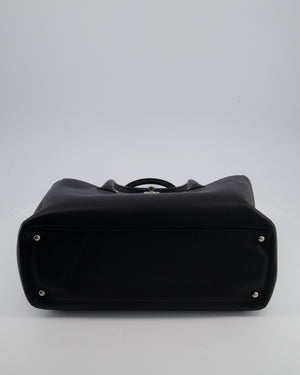 Chanel Vintage Black Executive Tote Bag in Calfskin Leather with Silver Hardware