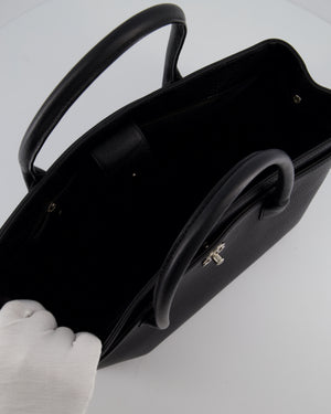 Chanel Vintage Black Executive Tote Bag in Calfskin Leather with Silver Hardware