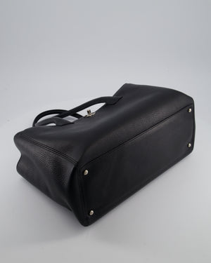 Chanel Vintage Black Executive Tote Bag in Calfskin Leather with Silver Hardware