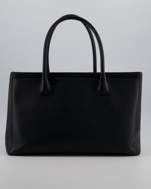 Chanel Vintage Black Executive Tote Bag in Calfskin Leather with Silver Hardware