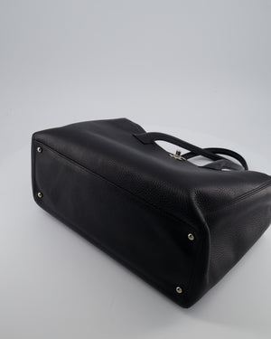 Chanel Vintage Black Executive Tote Bag in Calfskin Leather with Silver Hardware