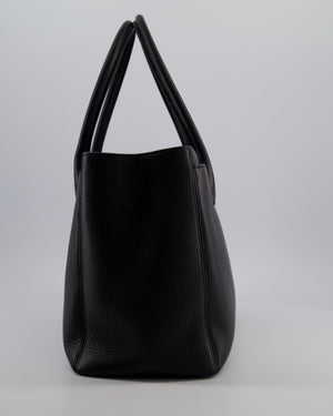 Chanel Vintage Black Executive Tote Bag in Calfskin Leather with Silver Hardware