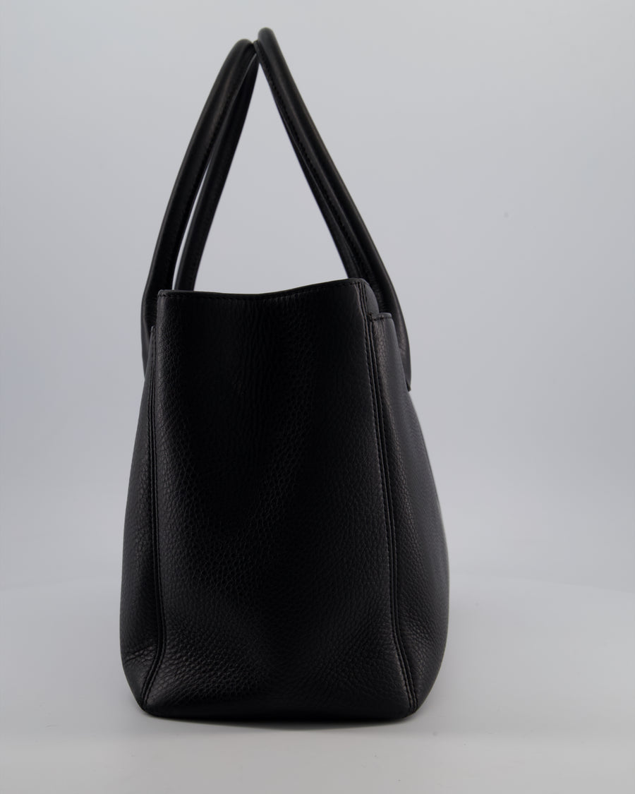 Chanel Vintage Black Executive Tote Bag in Calfskin Leather with Silver Hardware