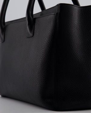 Chanel Vintage Black Executive Tote Bag in Calfskin Leather with Silver Hardware