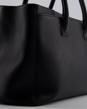 Chanel Vintage Black Executive Tote Bag in Calfskin Leather with Silver Hardware