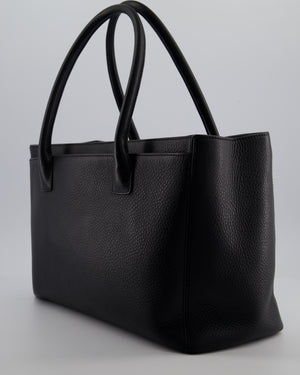 Chanel Vintage Black Executive Tote Bag in Calfskin Leather with Silver Hardware