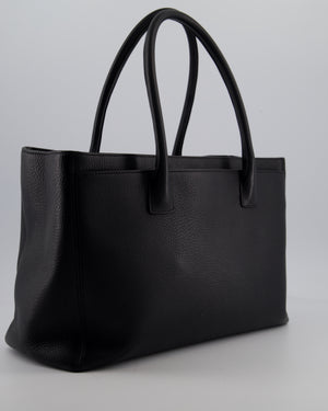 Chanel Vintage Black Executive Tote Bag in Calfskin Leather with Silver Hardware