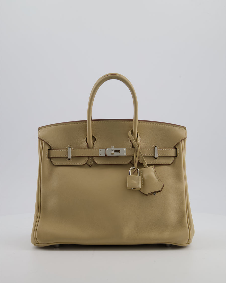 *FIRE PRICE* Hermès Birkin 25 Retourne Bag in Parchemin Swift Leather with Palladium Hardware