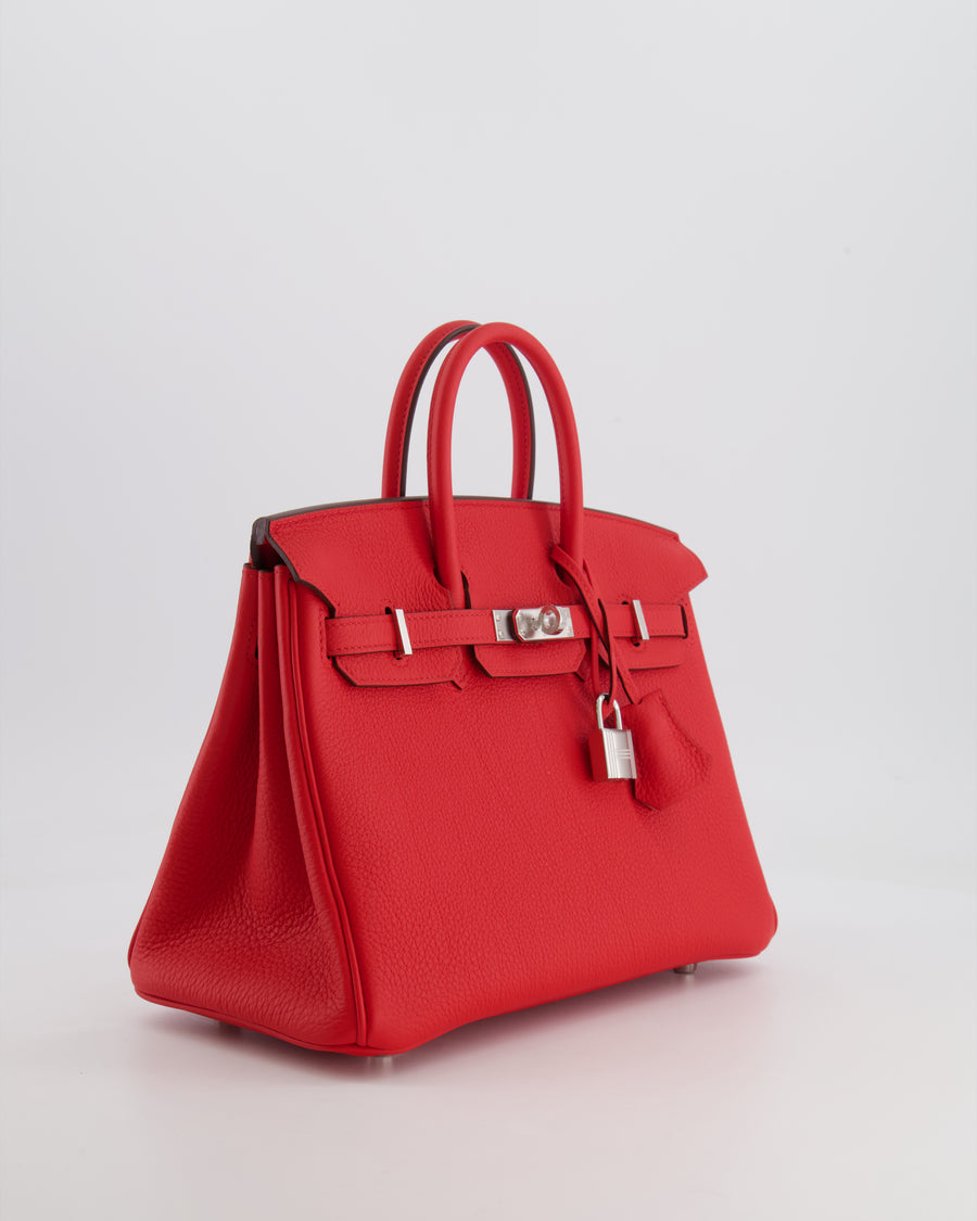 Hermès Birkin 25 Retourne Bag in Rouge de Coeur Togo Leather with Palladium Hardware