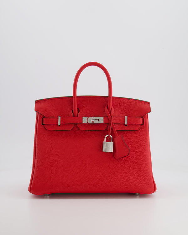 Hermès Birkin 25 Retourne Bag in Rouge de Coeur Togo Leather with Palladium Hardware