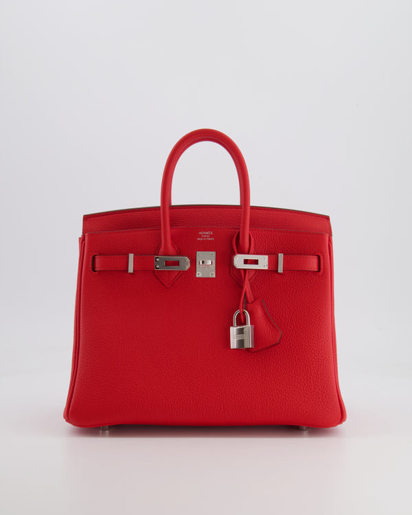 Hermès Birkin 25 Retourne Bag in Rouge de Coeur Togo Leather with Palladium Hardware