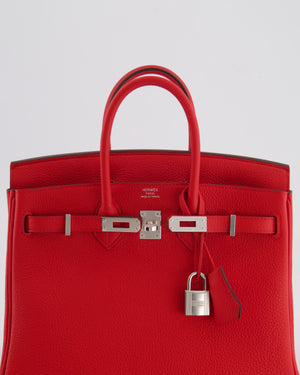 Hermès Birkin 25 Retourne Bag in Rouge de Coeur Togo Leather with Palladium Hardware