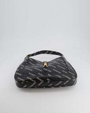 Gucci x Balenciaga Black and White Logo Jackie Large Bag with Gold Hardware RRP £3,090