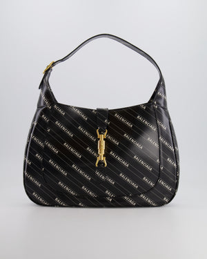 Gucci x Balenciaga Black and White Logo Jackie Large Bag with Gold Hardware RRP £3,090