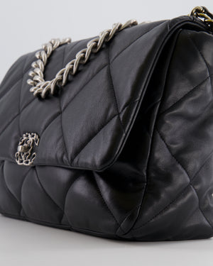 Chanel Black Maxi 19 Bag in Quilted Goatskin Leather with Mixed Hardware