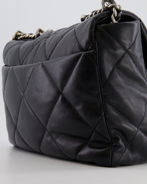 Chanel Black Maxi 19 Bag in Quilted Goatskin Leather with Mixed Hardware