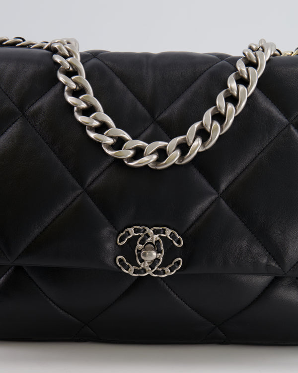 Chanel Black Maxi 19 Bag in Quilted Goatskin Leather with Mixed Hardware
