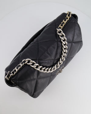 Chanel Black Maxi 19 Bag in Quilted Goatskin Leather with Mixed Hardware