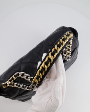 Chanel Black Maxi 19 Bag in Quilted Goatskin Leather with Mixed Hardware