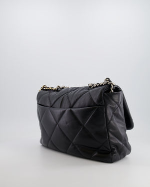 Chanel Black Maxi 19 Bag in Quilted Goatskin Leather with Mixed Hardware
