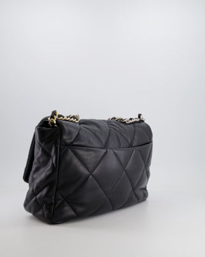 Chanel Black Maxi 19 Bag in Quilted Goatskin Leather with Mixed Hardware