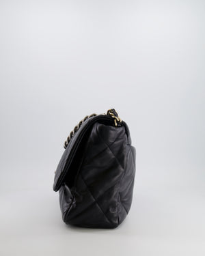 Chanel Black Maxi 19 Bag in Quilted Goatskin Leather with Mixed Hardware