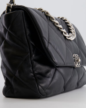 Chanel Black Maxi 19 Bag in Quilted Goatskin Leather with Mixed Hardware