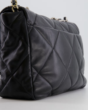 Chanel Black Maxi 19 Bag in Quilted Goatskin Leather with Mixed Hardware