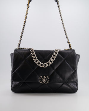 Chanel Black Maxi 19 Bag in Quilted Goatskin Leather with Mixed Hardware