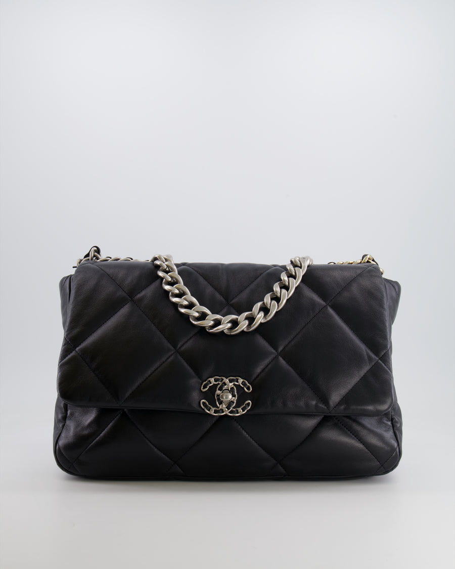 Chanel Black Maxi 19 Bag in Quilted Goatskin Leather with Mixed Hardware