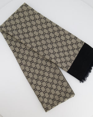 Gucci Grey and Black GG Monogram Scarf