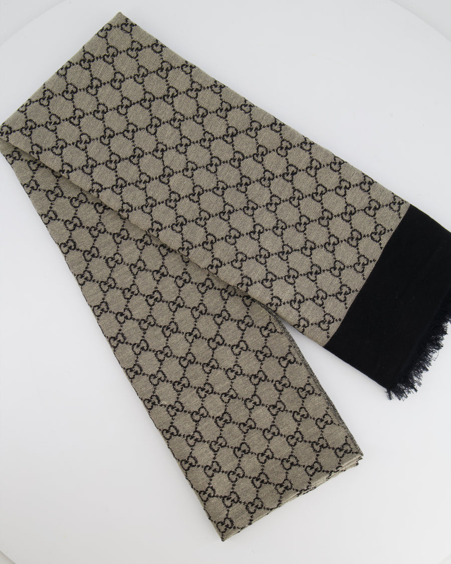 Gucci Grey and Black GG Monogram Scarf