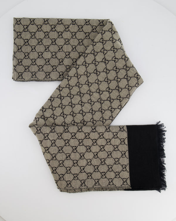 Gucci Grey and Black GG Monogram Scarf