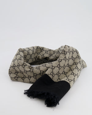 Gucci Grey and Black GG Monogram Scarf