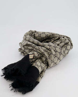 Gucci Grey and Black GG Monogram Scarf