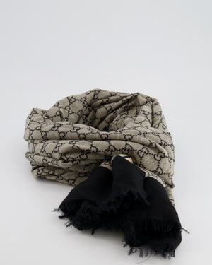 Gucci Grey and Black GG Monogram Scarf